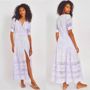 LoveShackFancy Edie Dress In Violet Splash Hand Dye XL. Fits M-L